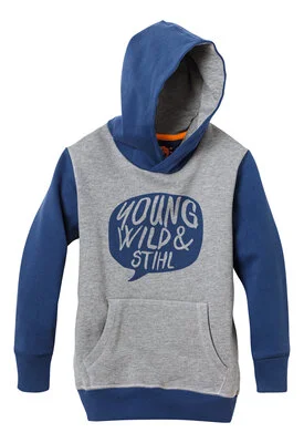 Φούτερ με κουκούλα "young, wild" γκρι, 134-140